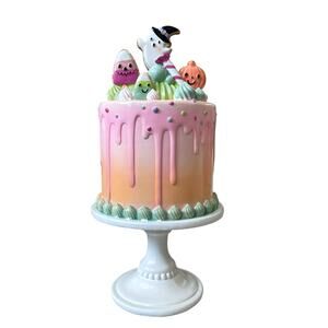 Sweet Treats Halloween Candy Corn Ghost Cake Decor 14in Resin Pastel Decor NEW